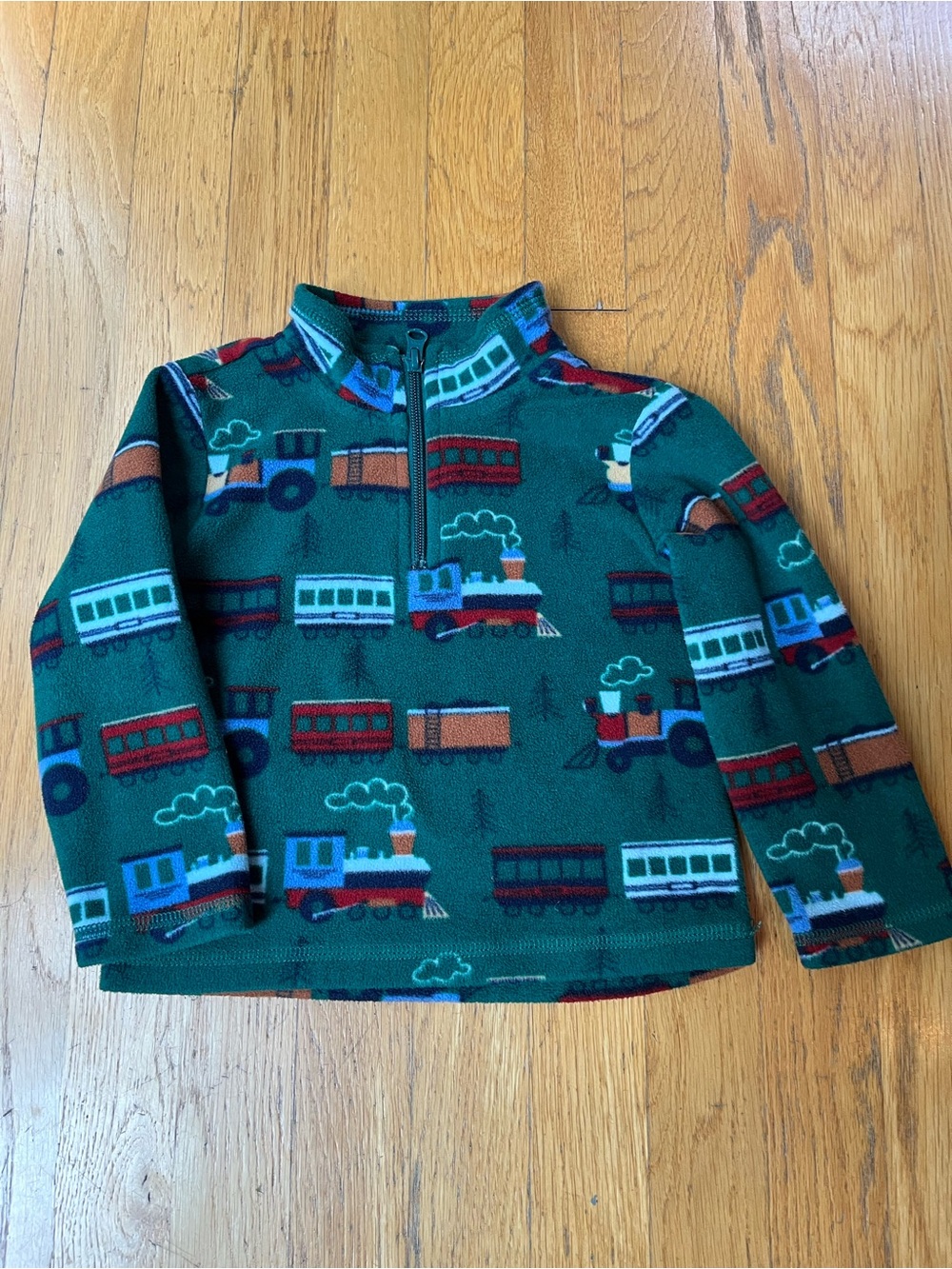 The Children's Place Green Train-Print Half-Zip Fleece Pullover Size 18-24 month